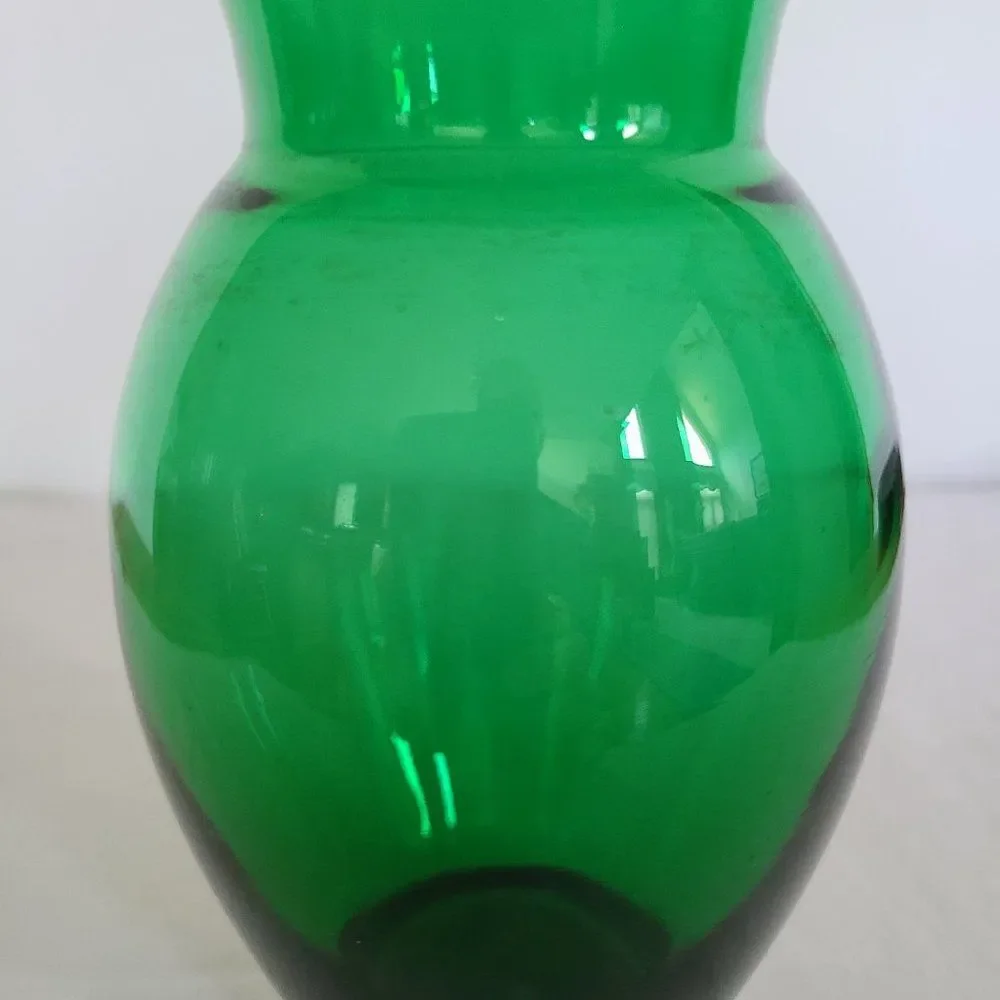 Vintage Anchor Hocking MCM Emerald Forest Green Coolidge Glass Anchor Glass Vase